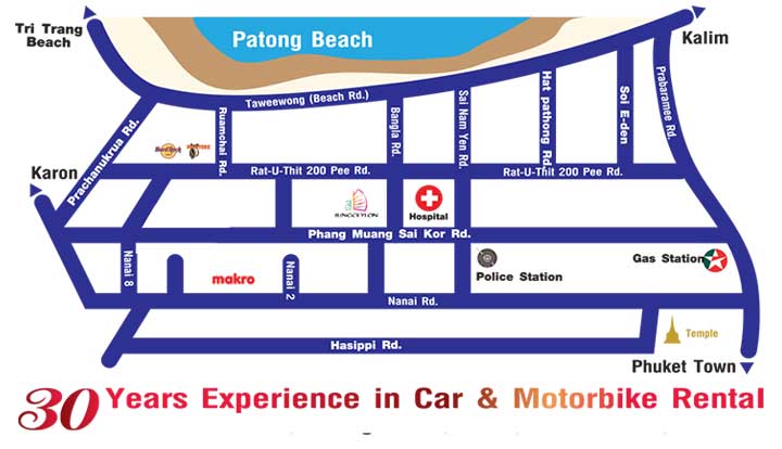 Patong Phuket Car Rent Map